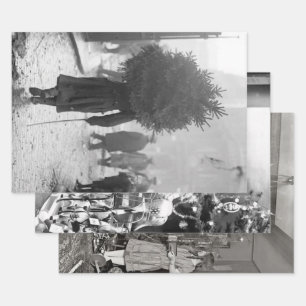 Vintage kerstinpakpapier, VROEG 20 EEUW Inpakpapier Vel