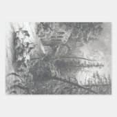 Vintage kerstinpakpapier WINTER-BOSSEN... Inpakpapier Vel (Voorkant 3)