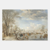 Vintage kerstinpakpapier WINTER ICE FAIR Inpakpapier Vel (Voorkant)