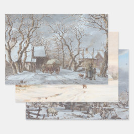 Vintage kerstinpakpapier WINTER LAND Inpakpapier Vel
