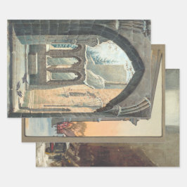 Vintage kerstinpakpapier WINTER RUINS, NY Inpakpapier Vel