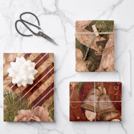 Vintage kerstinpakpapierbladen inpakpapier vel