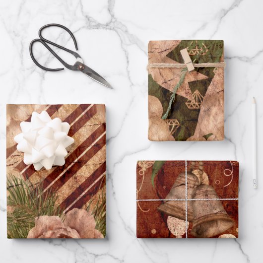 Vintage kerstinpakpapierbladen inpakpapier vel (Voorkant)