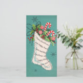 Vintage kerstinslag met snoeprietkaart (Staand voorkant)