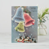 Vintage-kerstinslag vat Snowflakes Feestdagenkaart (Staand voorkant)