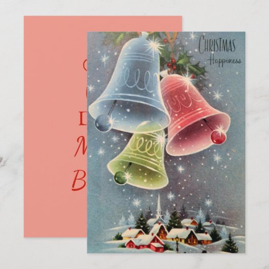 Vintage-kerstinslag vat Snowflakes Feestdagenkaart (Voorkant / Achterkant)