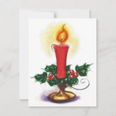 Vintage kerstkaars in Holly Feestdagenkaart (Voorkant)