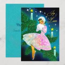 Vintage kerstkaars meisje iriserende glitter