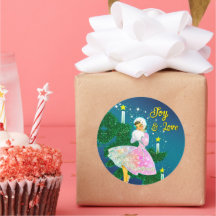 Vintage kerstkaars meisje iriserende glitter