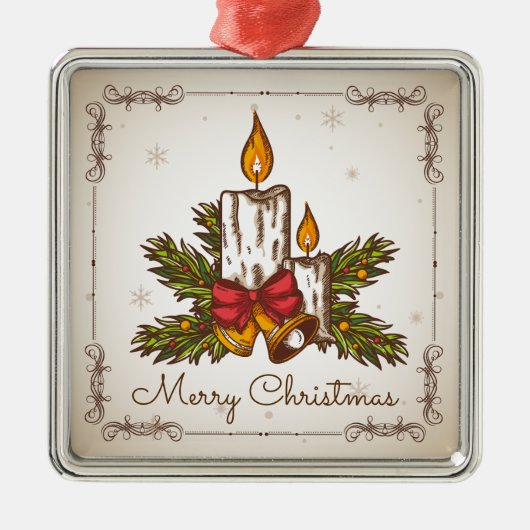  Vintage-kerstkaars Metalen Ornament (Voorkant)