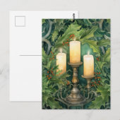 Vintage kerstkaars Waterverf Briefkaart (Voorkant / Achterkant)