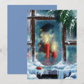 Vintage kerstkaarsen in raam feestdagenkaart (Voorkant / Achterkant)