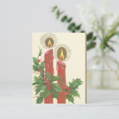 Vintage kerstkaarsen met Holly Feestdagenkaart (Staand voorkant)