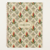 Vintage Kerstkaarsen & Ornamenten Monogram Planner (Voorkant)