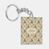 Vintage Kerstkaarsen & Ornamenten Monogram Sleutelhanger (Voorkant Links)