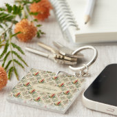 Vintage Kerstkaarsen & Ornamenten Monogram Sleutelhanger (Voorkant Rechts)
