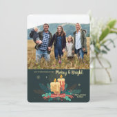 Vintage-kerstkaarsen voor fotofeestdag kaart (Staand voorkant)