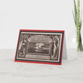 Vintage kerstkaart 1890 feestdagen kaart