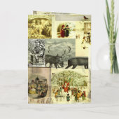 Vintage Kerstkaart Afbeeldingen Collage  Kaart (Achterkant)