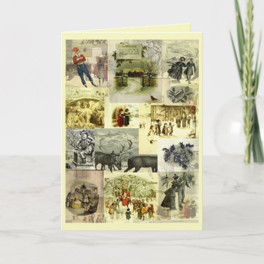 Vintage Kerstkaart Afbeeldingen Collage  Kaart (Voorkant)