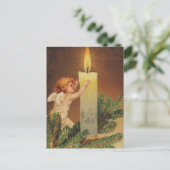 Vintage-kerstkaart | Angel en Candle Feestdagenkaart (Staand voorkant)