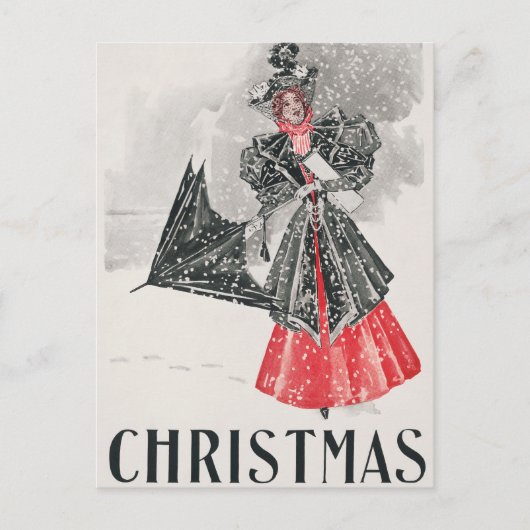 Vintage-kerstkaart Briefkaart (Voorkant)