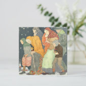 Vintage-kerstkaart | Carol Singers Feestdagenkaart (Staand voorkant)