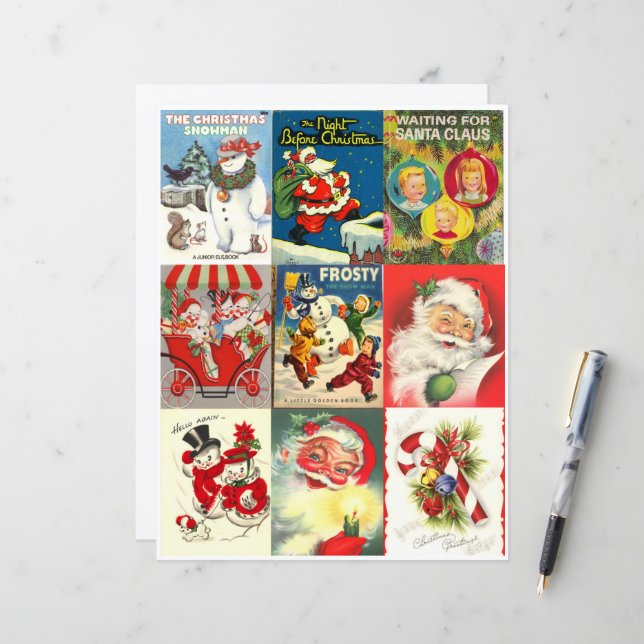 Vintage kerstkaart — Collage (Voorkant / Achterkant in situ)