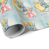 Vintage-kerstkaart Cute Angels Cadeaupapier (Rol Hoek)