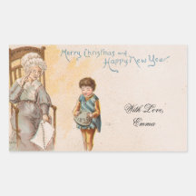 Vintage-kerstKaart Cute Grandma and Child