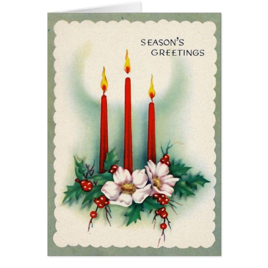"Vintage Kerstkaart - Drie Kaarsen Kaart