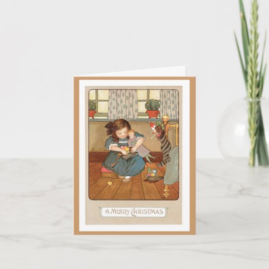 Vintage-kerstKaart - Een prettige kerst Feestdagen Kaart (Voorkant)