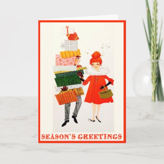 Vintage Kerstkaart Feestdagen Kaart (Voorkant)