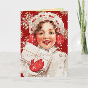 Vintage-kerstkaart Feestdagen Kaart