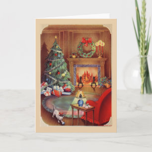 Vintage-kerstkaart Feestdagen Kaart