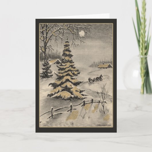 Vintage-kerstkaart Feestdagen Kaart (Voorkant)