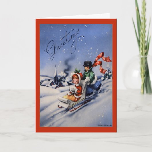 Vintage-kerstkaart Feestdagen Kaart (Voorkant)