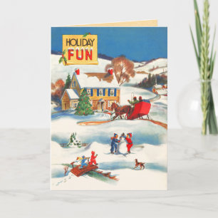 Vintage-kerstkaart Feestdagen Kaart