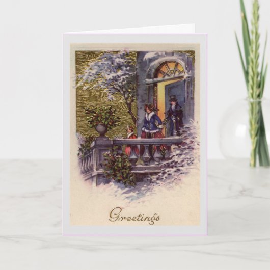 Vintage kerstkaart feestdagen kaart (Voorkant)