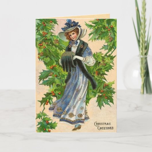 Vintage-kerstkaart Feestdagen Kaart (Voorkant)