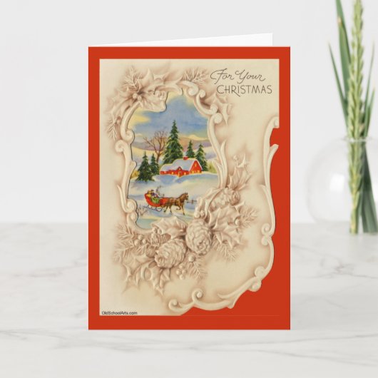 Vintage-kerstkaart Feestdagen Kaart (Voorkant)