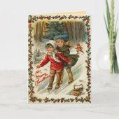 Vintage Kerstkaart Feestdagen Kaart (Voorkant)