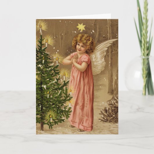 Vintage kerstkaart feestdagen kaart (Voorkant)