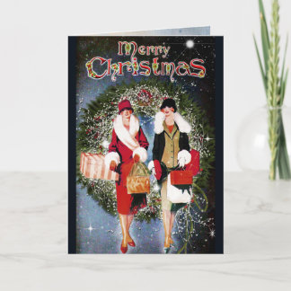 Vintage-kerstkaart Feestdagen Kaart