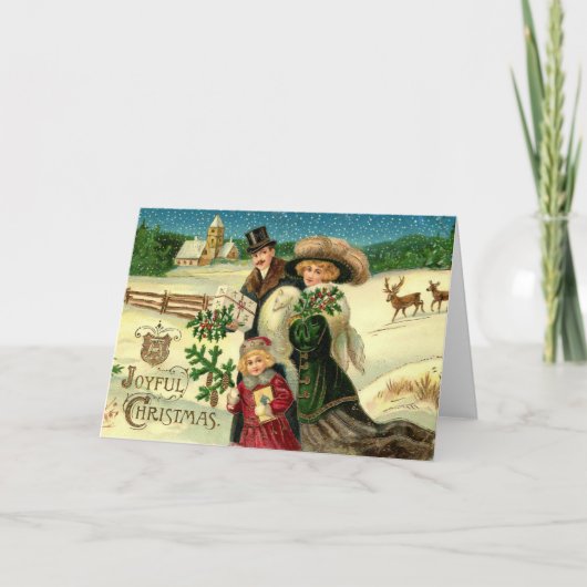 Vintage kerstkaart feestdagen kaart (Voorkant)