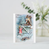 Vintage Kerstkaart Feestdagenkaart (Staand voorkant)