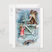 Vintage Kerstkaart Feestdagenkaart (Voorkant / Achterkant)