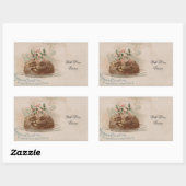 Vintage kerstkaart Funny Holly Pie Rechthoekige Sticker (Vel)