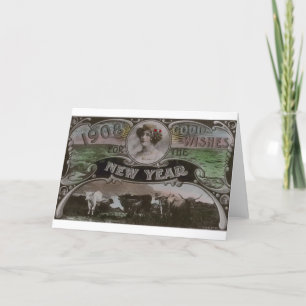 Vintage-kerstkaart Gelukkig nieuwjaar Australië Feestdagen Kaart