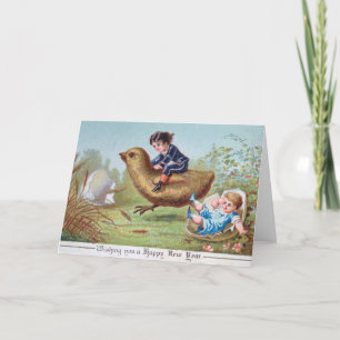 Vintage-kerstkaart   Gelukkig nieuwjaar wensen Feestdagen Kaart